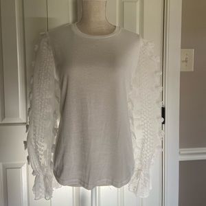 White sheer sleeve boho top